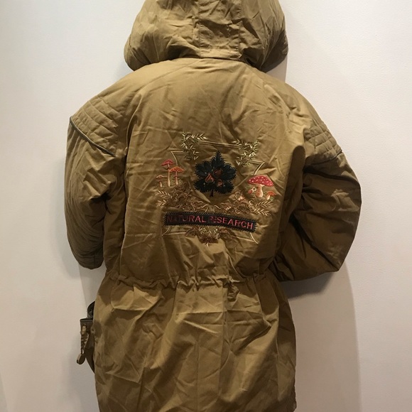 Authentic Original Vintage Style Tan Utility Jacket with Embroidered Back